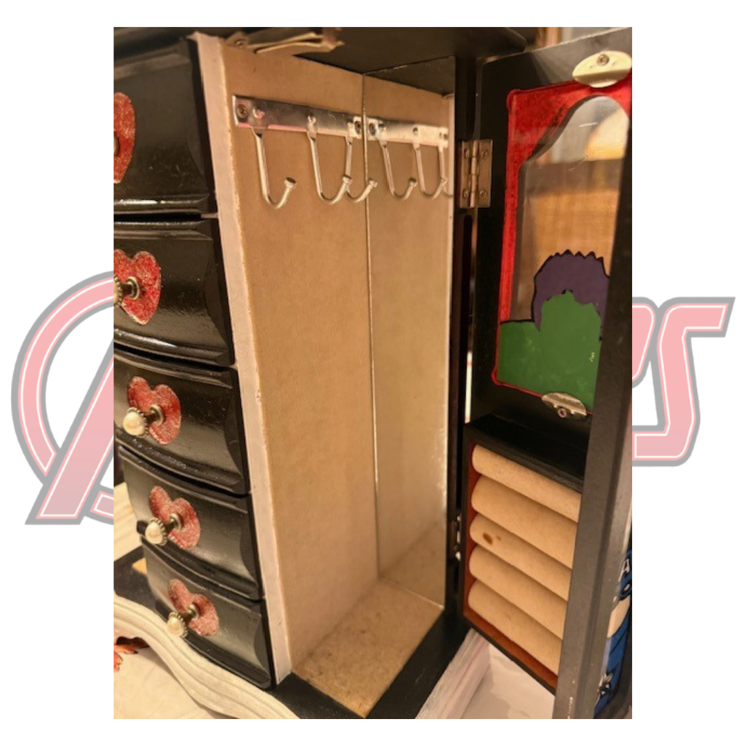 Interior close-up of Hulk door with bracelet hooks