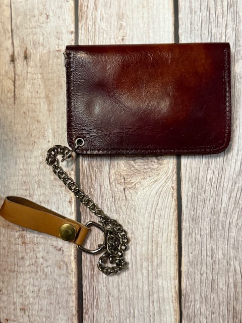 Vintage Tooled Leather Chain Wallet – Western Longhorn Steer Brown (BBL-07)