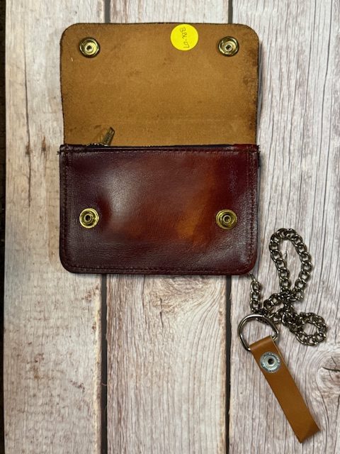 Vintage Tooled Leather Chain Wallet – Western Longhorn Steer Brown (BBL-07)