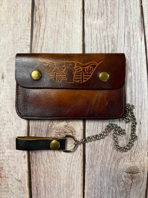 Vintage Steer Tooled Leather Chain Wallet – Medium (BBL-08)