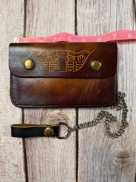 Vintage Steer Tooled Leather Chain Wallet – Medium (BBL-08)