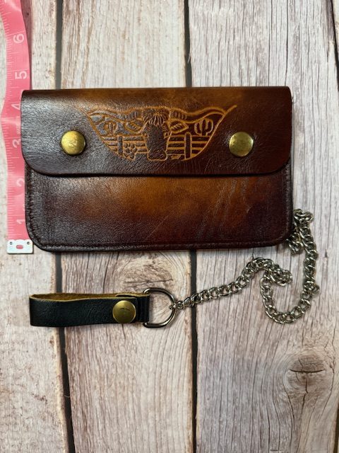 Vintage Steer Tooled Leather Chain Wallet – Medium (BBL-08)