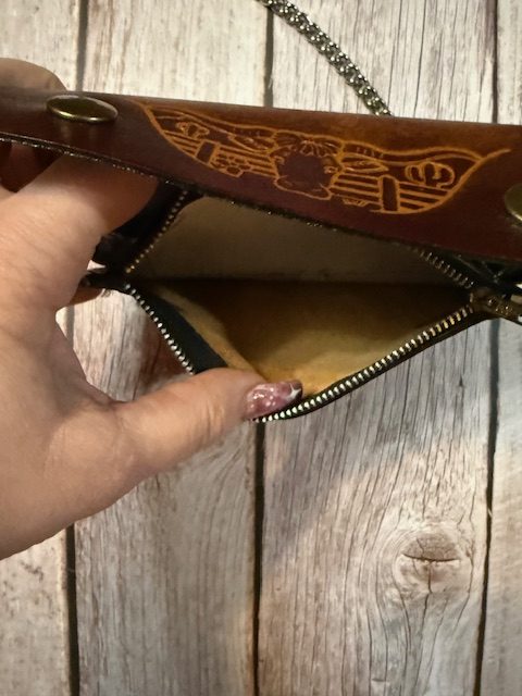 Vintage Steer Tooled Leather Chain Wallet – Medium (BBL-08)