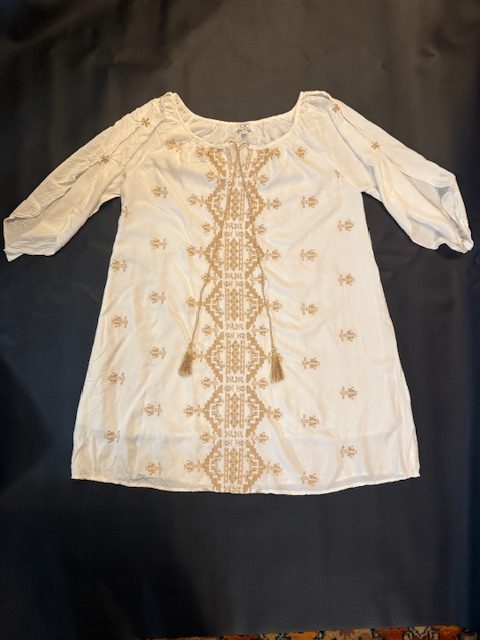 Chic Connection Embroidered Ivory Boho Tunic (Size XL)