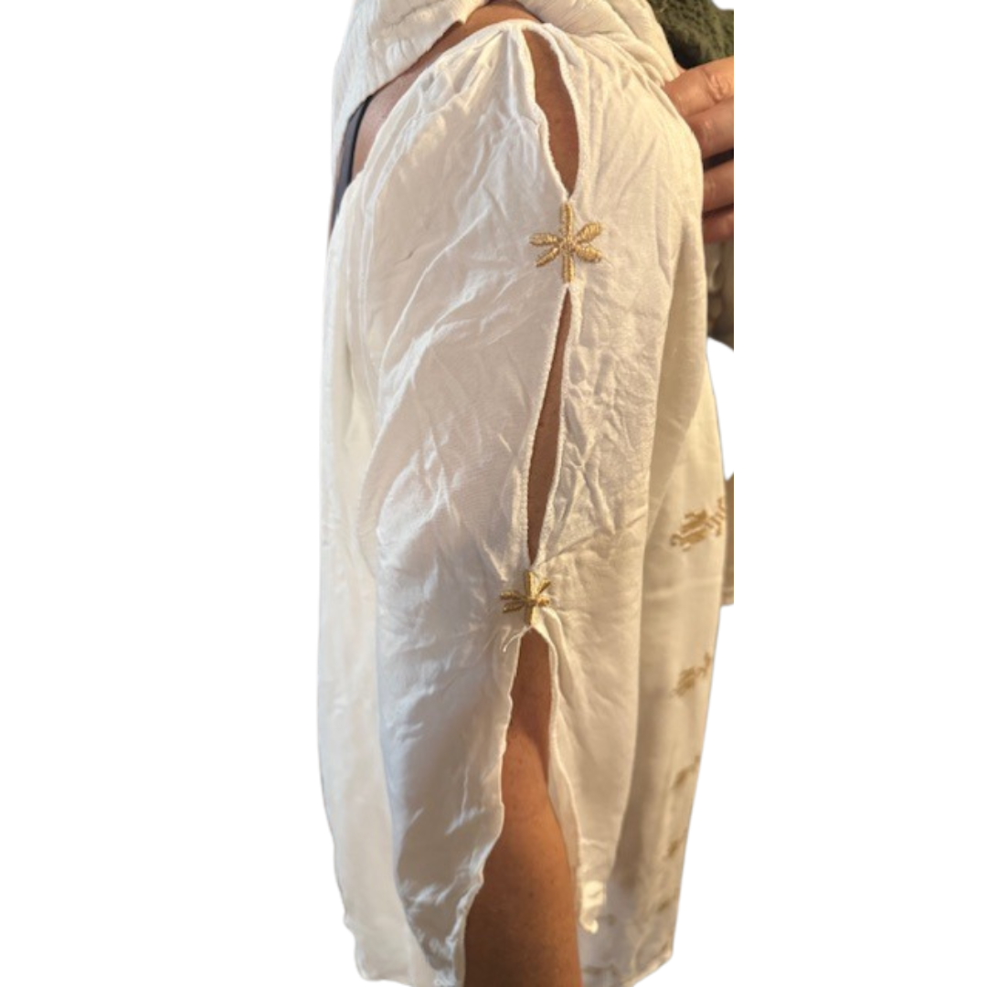 Chic Connection Embroidered Ivory Boho Tunic (Size XL)