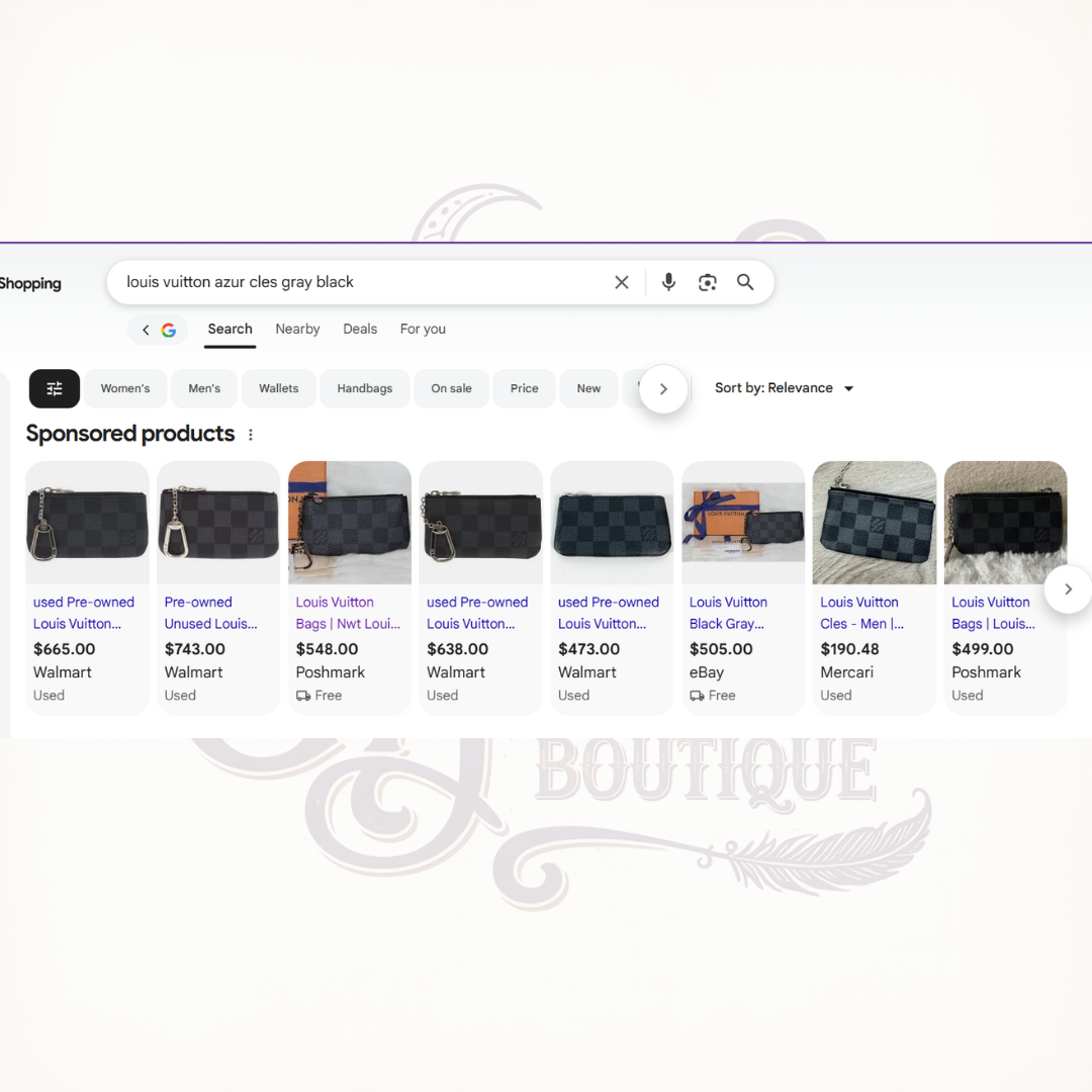 Resale price comparison for Louis Vuitton Damier Graphite Key Pouch from Google Shopping