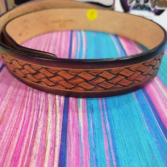 Genuine Leather Belt Basket Weave Size 40 (1004)
