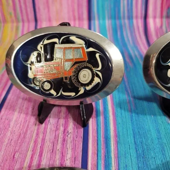 Allis Chalmers Tractor on Blue Epoxy Belt Buckle