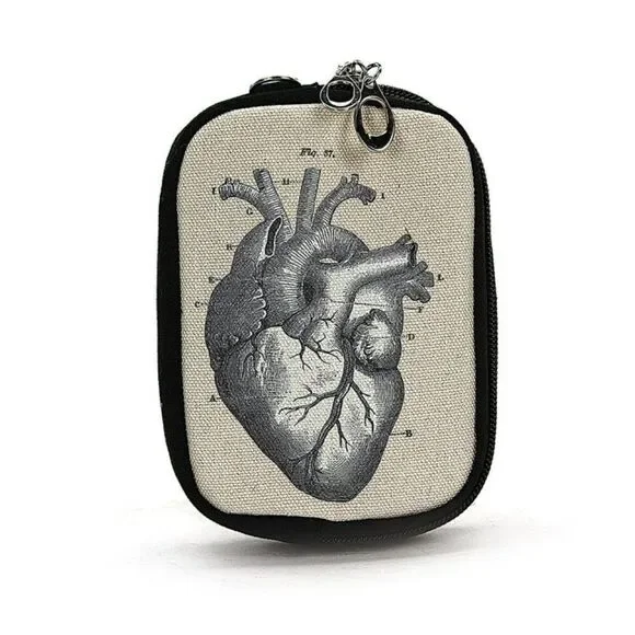 m_wp_68961e2d1986c2d0d2ded258 Vintage Print - Human Heart Image Wristlet in Canvas