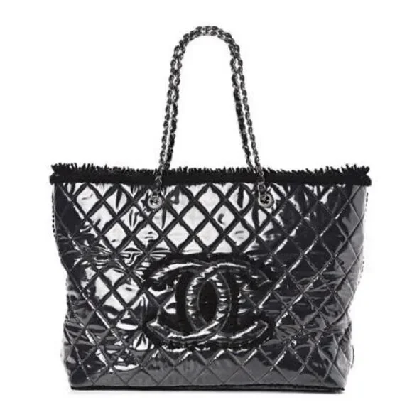 m_wp_6898eb5fc71ba1104d10e3f5 Chanel Vinyl Quilted Large Funny Tweed Tote in Black