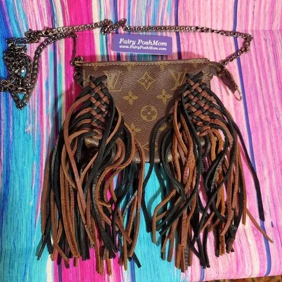 m_wp_68a16bc22c9e447b9cdae2c1 Louis Vuitton Vintage Boho Crossbody or Wristlet with Fringe on Chain Bag