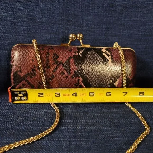 Dune London Snakeskin Effect Clutch | Gold Chain