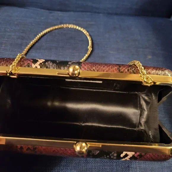 Dune London Snakeskin Effect Clutch | Gold Chain