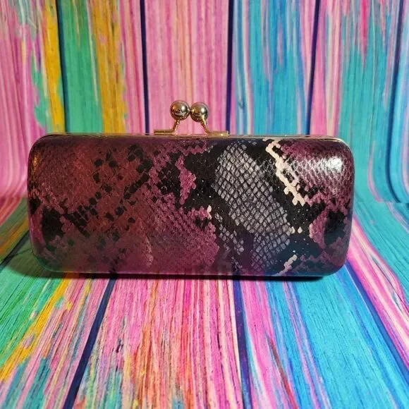 Dune London Snakeskin Effect Clutch | Gold Chain