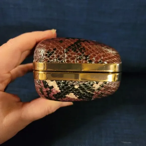 Dune London Snakeskin Effect Clutch | Gold Chain