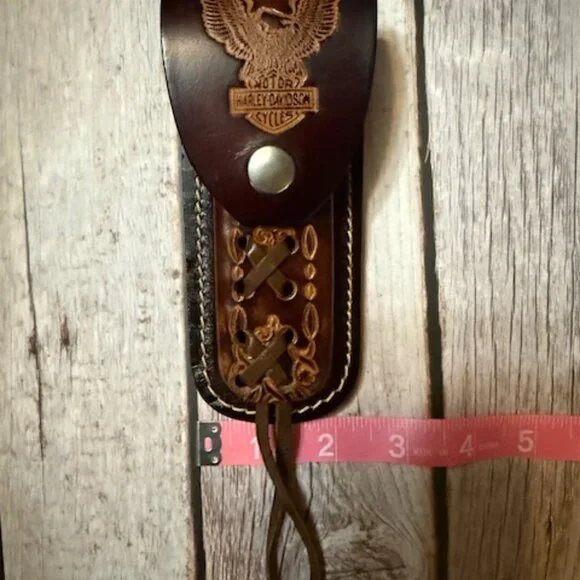 Vintage Harley-Davidson Eagle & Bar Shield Tooled Leather Knife Sheath – NOS Western Store Find (BBL-17)