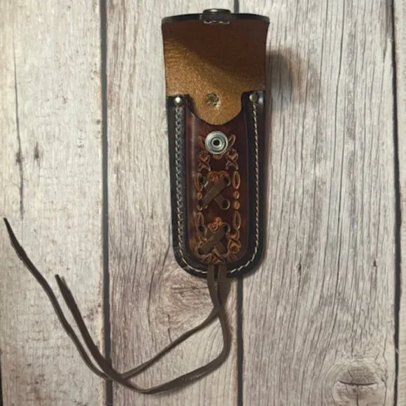 Vintage Harley-Davidson Eagle & Bar Shield Tooled Leather Knife Sheath – NOS Western Store Find (BBL-17)