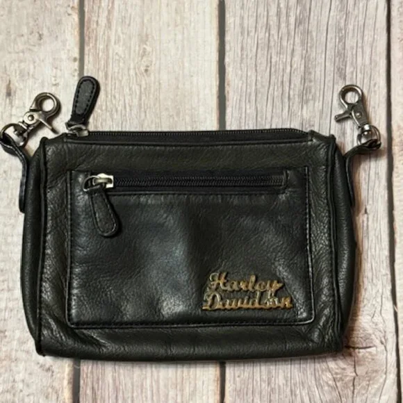 Genuine Harley-Davidson Black Leather Hip Bag – Clip-On Purse 99411-11VW (2013)