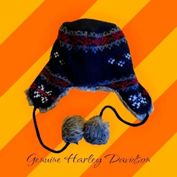 Harley-Davidson Trapper Hat | Faux Fur Ear Flaps | Size Small | Winter Biker Style