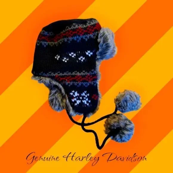 Harley-Davidson Trapper Hat | Faux Fur Ear Flaps | Size Small | Winter Biker Style