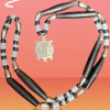 Estate Beaded Necklace with Turtle Pendant | Silver-Tone | Tribal / Southwest