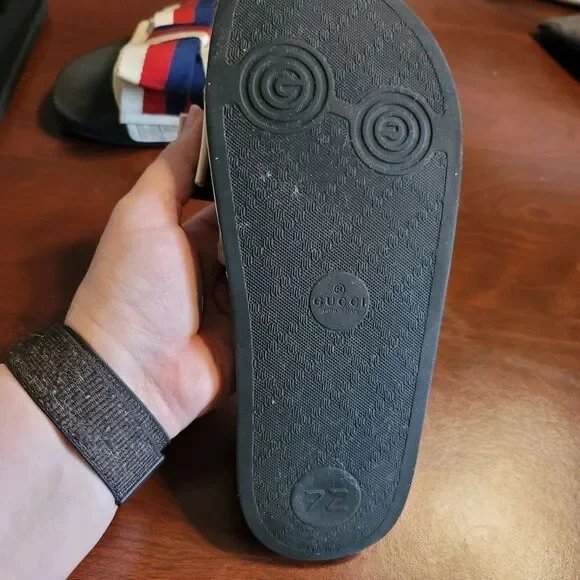 Authentic Gucci Bow Slides – Web Stripe (Women’s 7–7.5)