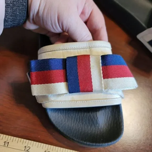 Authentic Gucci Bow Slides – Web Stripe (Women’s 7–7.5)