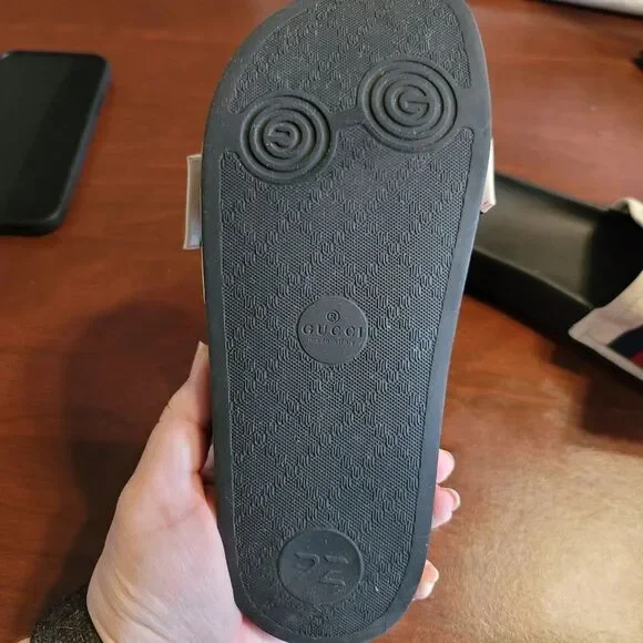 Authentic Gucci Bow Slides – Web Stripe (Women’s 7–7.5)