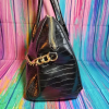 JustFab Black Croc-Embossed Satchel w/ Gold Chain Handle | EUC
