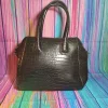 JustFab Black Croc-Embossed Satchel w/ Gold Chain Handle | EUC