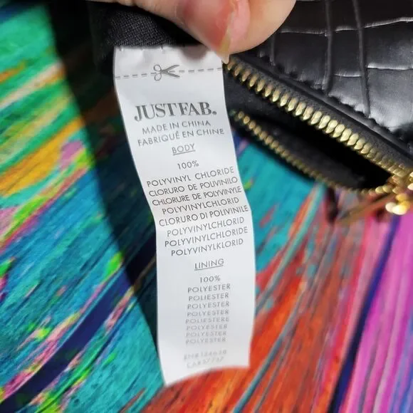 JustFab Black Croc-Embossed Satchel w/ Gold Chain Handle | EUC