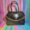 JustFab Black Croc-Embossed Satchel w/ Gold Chain Handle | EUC