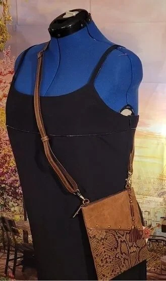 Leather Crossbody Bag Purse Python Print Small with Strap