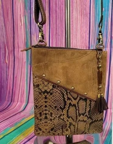 Leather Crossbody Bag Purse Python Print Small with Strap