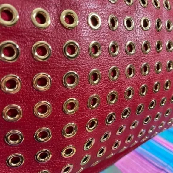 Michael Kors Red Hamilton Grommet Tote Bag – Leather