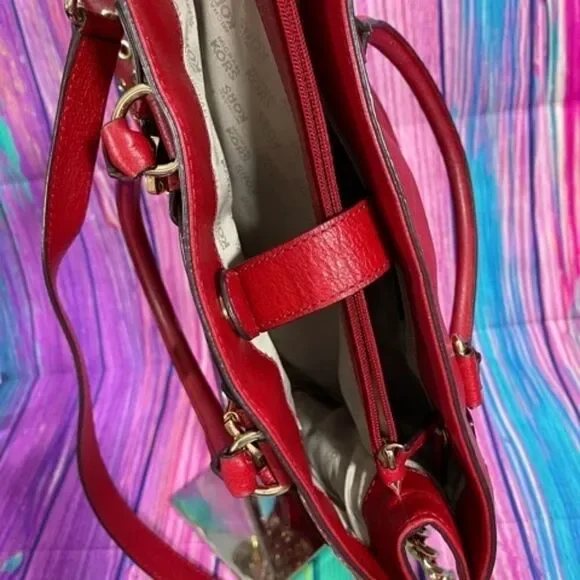 Michael Kors Red Hamilton Grommet Tote Bag – Leather