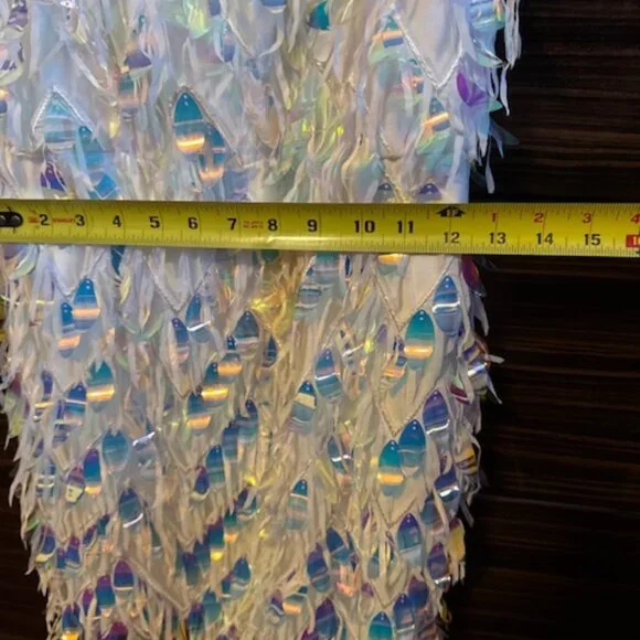 Iridescent Holographic Fringe Mini Dress | Fashion Nova