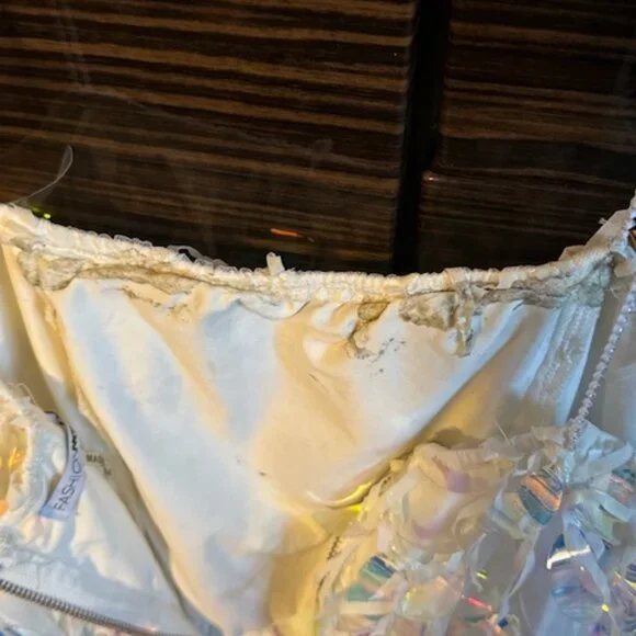 Iridescent Holographic Fringe Mini Dress | Fashion Nova