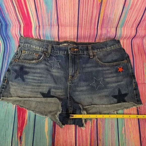 Old Navy Boyfriend Denim Shorts Stars Women's Size 12