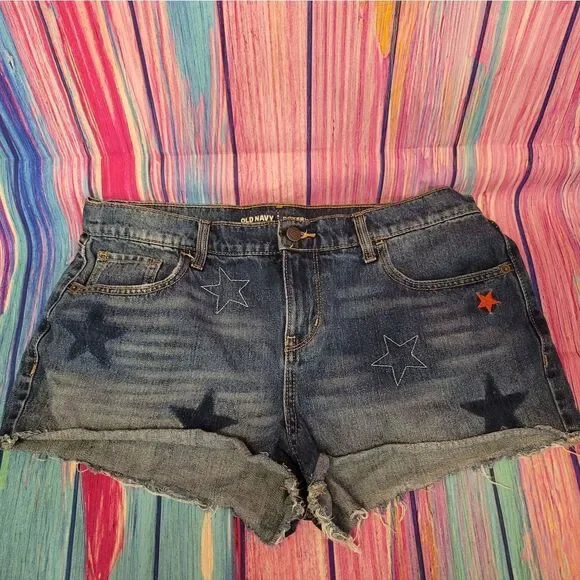 Old Navy Boyfriend Denim Shorts Stars Women's Size 12