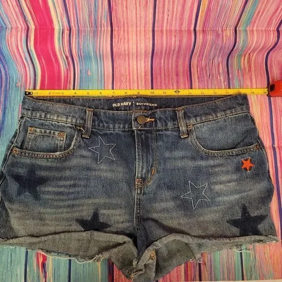 Old Navy Boyfriend Denim Shorts Stars Women's Size 12