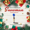 Handmade Snowman Christmas badge reel with painted wooden beads and blue plastic retractable reel.